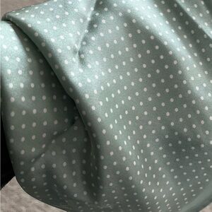 Ralph Lauren 100% Silk Square Scarf Polka Dots Mint Green and White New!
